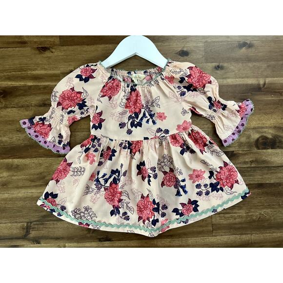 Matilda Jane Once Upon A Time Great Delight Pink Floral Short Sleeve Tunic Top 2 - Picture 2 of 9